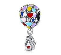 Annmors Up House & Air Balloon Charm für Armband Anhänger,925 Sterling Silber with Cubic Zirconioa Lucky Sparkling Bead für europäische Armbänder und Halskette