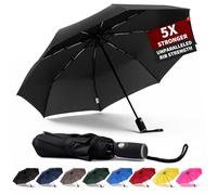 Anntrue Winddichter Reise-Regenschirm, automatisches Öffnen und Schließen, leicht, kompakt, tragbar, faltbar, perfekt für Auto, Geldbörse, Männer und Frauen, schwarz, One-Size