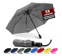 Anntrue Winddichter Reise-Regenschirm, automatisches Öffnen und Schließen, leicht, kompakt, tragbar, faltbar, perfekt für Auto, Geldbörse, Damen und Herren (grau)