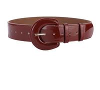 ANNULOYA Breiter Lackledergürtel für Damen mit breiter quadratischer Schnalle, Ösen, hohe Taille, Gürtel für Kleider, Rot 1, Suit Waist:27”-37.4“