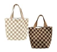 Anopo 2er-Pack Mini Cord Tasche für Damen Klein Shopper Tote Bag Braun