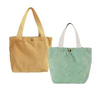 Anopo 2er-Pack Mini Cord Tasche für Damen Klein Shopper Tote Bag Gelb Grün