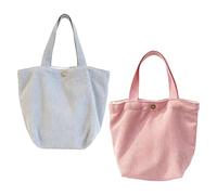 Anopo 2er-Pack Mini Cord Tasche für Damen Klein Shopper Tote Bag Rosa Grau