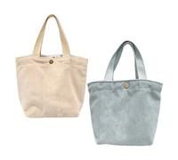 Anopo 2er-Pack Mini Cord Tasche für Damen Shopper Tote Bag Apricot Blaugrau