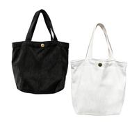 Anopo 2er-Pack Mini Cord Tasche für Damen Shopper Tote Bag Beige Schwarz