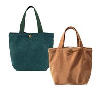 Anopo 2er-Pack Mini Cord Tasche für Damen Shopper Tote Bag Braun Dunkelgrün