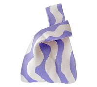 Anopo Damen Geknotete Gewebte Tasche Klein Gehäkelt Handtaschen Niedlich Ästhetisch Blume Portemonnaie Handgelenk Tasche Gestrickt Mode Tragetasche Welle Rosa Violett