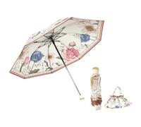 Anopo Kleiner Regenschirm für Regen und Sonne Taschenschirm Sturmfest für Damen mit 8 Rippen Blume Faltbarer Regenschirm UV Schutz mit Organizer Tasche Garten
