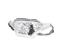 Anopo Pailletten Gürteltasche für Damen Kleine Glitzernde Hüfttasche Brusttasche mit Verstellbarem Gürtel Silber