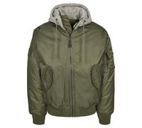 Anorak BRANDIT "Brandit Herren Hooded MA1 Bomber Jacket", Herren, Gr. L, grün (olive, grau), 100% Polyester, unifarben, normal, ohne Ausschnitt, Jacken (66073411-L) olive, grau