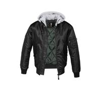 Anorak BRANDIT "Brandit Herren Hooded MA1 Bomber Jacket", Herren, Gr. L, schwarz (schwarz, grau), 100% Polyester, unifarben, normal, ohne Ausschnitt, Jacken (36887230-L) schwarz, grau