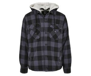 Anorak BRANDIT "Brandit Herren Lumberjacket Hooded", Herren, Gr. 4XL, schwarz, grau, 100% Baumwolle, kariert, normal, ohne Ausschnitt, Jacken (69976038-4XL) schwarz, grau