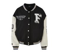 Anorak FUBU "Fubu Damen FW231-017-1 FUBU College Varsity Jacket", Damen, Gr. L, schwarz, sanftes weiß, sand, 70% Polyester, 30% Wolle, mehrfarbig, normal, amerikanischer Ausschnitt, Jacken Anorak (879