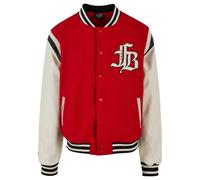 Anorak FUBU "Fubu Herren FM231-021-2 FUBU Old English Varsity Jacket", Damen, Gr. M, rot, sanftes weiß, schwarz, 70% Polyester, 30% Wolle, mehrfarbig, normal, amerikanischer Ausschnitt, Jacken Anorak