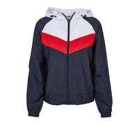Anorak URBAN CLASSICS "Urban Classics Damen Ladies 3-Tone Windbreaker", Damen, Gr. M, navy, weiß, firerot, 100% Polyester, mehrfarbig, normal, ohne Ausschnitt, Jacken (71200810-M) navy, weiß, firerot