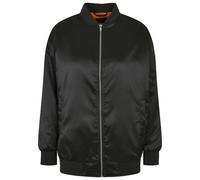 Anorak URBAN CLASSICS "Urban Classics Damen Ladies Oversized Satin Bomber Jacket", Damen, Gr. 5XL, schwarz, 98% Polyester, 2% Elasthan, unifarben, oversize, amerikanischer Ausschnitt, Jacken (34299350