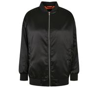 Anorak URBAN CLASSICS "Urban Classics Damen Ladies Oversized Satin Bomber Jacket", Damen, Gr. S, schwarz, 98% Polyester, 2% Elasthan, unifarben, oversize, amerikanischer Ausschnitt, Jacken (34299350-S