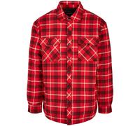 Anorak URBAN CLASSICS "Urban Classics Herren Plaid Quilted Shirt Jacket", Herren, Gr. S, rot, schwarz, 100% Baumwolle, unifarben, normal, amerikanischer Ausschnitt, Jacken (31100365-S) rot, schwarz