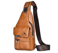 ANPTER Umhängetasche für Herren, Leder, kleine Schultertasche für Business, Handtasche, Arbeitstasche, Handy, Geldbörse für Reisen, Einkaufen, Dunkelbraun Handtasche für Herren, S, Retro