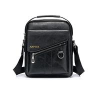 ANPTER Umhängetasche Herren Schultertaschen Herrentasche Ledertasche Shoulder Bag Seitentasche Crossbody Vintage Umhängetaschen Handytasche Messenger Bag Umhängen Geldbörsen(Schwarz Schultertaschen)