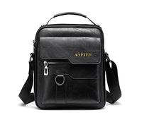 ANPTER Umhängetasche PU Leder Herren Schultertasche Herrentasche Shoulder Bag Seitentasche Crossbody Vintage Umhängetaschen Handytasche Messenger Bag Umhängen Tasche Man (Schwarz Schultertaschen)