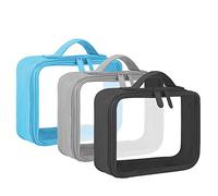 ANRUI Transparente 4-in-1-Kosmetiktasche, große Kapazität, wasserdicht und auslaufsicher, für Flughafen-Flüssigkeitsbeutel für schnellen Durchgang durch die Flughafensicherheit