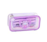 ANSAIR Kawaii Herz Hase Transparentes Federmäppchen Ästhetisches Federmäppchen mit großer Kapazität Cutecore Back to School Accessoires (Color : Purple)