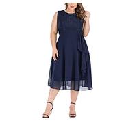 Ansenesna Abendkleid Für Mollige Damen Große Größen Abendkleider Elegant Für Hochzeit Festliches Kleid Spitze Vokuhila Kleider Frauen Ärmellos A Linie Knielang Cocktailkleid Hochzeitsgast Partykleid