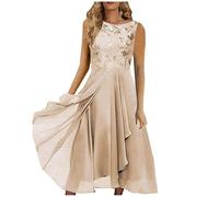 Ansenesna Abendkleider Elegant Für Hochzeit Midi Kleid Hochzeitsgast Damen Sommer mit Ärmeln Abschlusskleid Spitze Chiffon Brautjungfernkleider Frauen Asymmetrisch Festliche Kleider Ballkleider