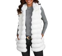 Ansenesna Ärmellose Weste Damen Fell Flauschig Weste Damen Winter Pelz Felljacke Frauen Elegant Warm Wintermantel mit Reissverschluss Pelzmantel Plüsch Jacke Ohne Kapuze Kunstfell Mantel