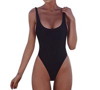 Ansenesna Badeanzug Hoher Beinausschnitt Damen Bauchweg Figurformend Bikini Push Up Frauen Rückenfrei Verstellbare Träger Bademode Strand Schwimmen Badeanzüge (Schwarz,S)