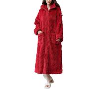 Ansenesna Bademantel Damen Flauschig Lang Winter Bademantel Damen mit Reißverschluss Fleece Bademäntel Kuschelig Warm Plüsch Schlafanzug Frauen Kuschel Elegant Bathrobe Flauschiger Morgenmantel