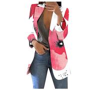 Ansenesna Blazer Damen Lang Elegant Longblazer Tailliert Winter Damenblazer Langarm Wintermantel Frauen Blumen Aufdruck Damenmantel Kuschelig Damen-Blazer