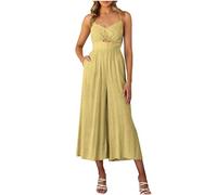 Ansenesna Culotte Jumpsuit Damen 3/4 Lang Sommer Träger Overall Damen Elegant Kuschelig Strand Jumpsuits Damen Einteiler V Ausschnitt Eleganter Playsuit Frauen Weites Bein Romper Rückenfrei Onesie
