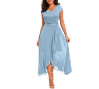 Ansenesna Festliche Kleider für Hochzeit Abendkleid Vorne Kurz Hinten Lang Abschlusskleider Damen Spitze Hochzeitskleider Chiffon Elegant Chiffonkleid Frauen Festkleid A Linie Kleid Ballkleider