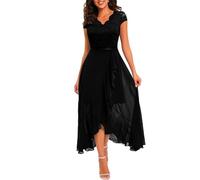 Ansenesna Festliche Kleider für Hochzeit Abendkleid Vorne Kurz Hinten Lang Abschlusskleider Damen Spitze Hochzeitskleider Chiffon Elegant Chiffonkleid Frauen Festkleid A Linie Kleid Ballkleider