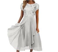 Ansenesna Festliche Kleider für Hochzeit Abendkleid Vorne Kurz Hinten Lang Brautjungfernkleid Damen Spitze Hochzeitskleider Chiffon Elegant Chiffonkleid Frauen Festkleid A Linie Ballkleider