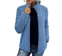 Ansenesna Fleecejacke Damen Ohne Kapuze Winterjacke Damen Warm Flauschig Wintermantel Elegant Fleece Dicke Mantel Frauen Winter Gefüttert Plüsch Teddyjacke mit Reissverschluss Damen-Jacken