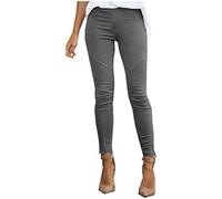 Ansenesna Hose Damen Gummibund Stretch Skinny Elegant Jeggings Frauen Eng Einfarbig Elastischer Bund Hosen (Grau,M)
