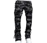Ansenesna Jeans Herren Slim Fit Lang Hosen Herren Jeans Optik Destroyed | Jeanshose Mit Löchern Ripped Hose Jeansoptik Zerrissen Freizeithose Denim Mittlere Taille Vintage Herrenhose Mit Rissen