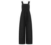 Ansenesna Jumpsuit Damen 3/4 Lang Weites Bein Spagethiträger Elegant Sommer Hosenanzug Frauen mit Kordel Einfarbig Overall