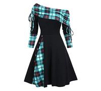 Ansenesna Kleider Damen Langarm Elegant Winterkleid Damen Kurz A Linie Kleid mit Ärmeln Schulterfrei Herbstkleid Frauen Off Shoulder Damenkleider Hohe Taille Schick Stretch Minikleid