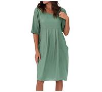 Ansenesna Kleider Damen Sommer Kurz Plissee Sommerkleid Damen Leicht Elegant Sommerkleider Damen Leicht Und Luftig Plisseekleid Frauen Schwingen Damenkleider mit Taschen Halbarm Kleid