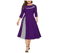 Ansenesna Kleider Für Mollige Frauen,Festliche Kleider Für Hochzeit Damen Große Größen Abendkleid Vintage A Linie Knielang Ballkleid Frauen Langarm Elegante Abschlusskleider Schick Kleid