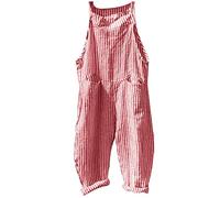 Ansenesna Latzhose Damen Sommer Gestreift Jumpsuit Damen Elegant Kuschelig Lang Overall Einteiler Damen Träger Weites Bein Onesie Frauen Weit Jumpsuits Locker Streifen Latzhosen Mit Taschen