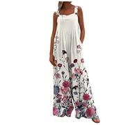 Ansenesna Latzhose Damen Sommer Lang Weites Bein Jumpsuit Damen Elegant Kuschelig Eleganter Overall Einteiler Damen Locker Strand Träger Onesie Frauen Weit Playsuit Lange Beine Latzhosen Mit Taschen