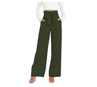 Ansenesna Marlene Hose Damen High Waist Weites Bein Weite Hosen Zum Binden Frauen Elegant Palazzo Hose Wide Leg Gerades Bein Wickel Hose