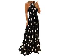 Ansenesna Maxikleider Damen Sommer,Boho-Kleid Damen Neckholder Lange Sommerkleider Elegant Damen Rückenfrei Leichte Sommerkleid Frauen Lang Ärmellos Bohemian Kleider Elegante Damenkleider