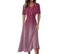 Ansenesna Midikleid Damen Sommer V Ausschnitt Sommerkleid Damen Midi Elegant Blumen Elegante Kleider Schwingen Damenkleider Frauen Tailliert Luftige Sommerkleider Damen Leicht Und Luftig