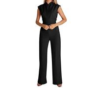 Ansenesna Overall Damen Festlich Hochzeit Lang Hosenanzug Damen Elegant Weites Bein Eleganter Jumpsuit mit Gürtel Damen Einteiler Kuschelig Playsuit Frauen Ärmellos Einfarbig Lange Beine Onesie